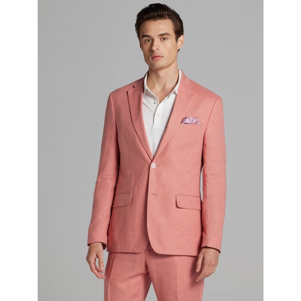 $295 NEW TOMMY HILFIGER MENS 40S RED 100% LINEN BLAZER SPORT COAT SUIT JACKET